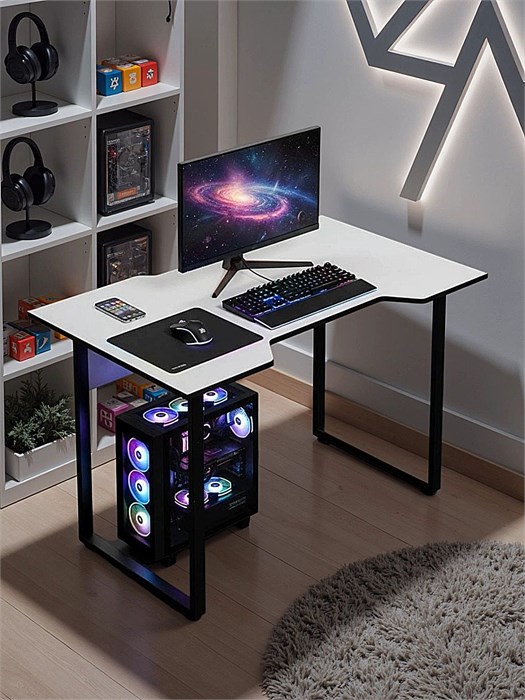 Стол компьютерный, игровой, офисный, белый 408Б