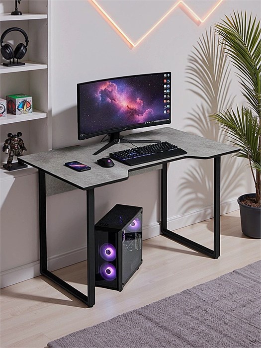Стол компьютерный, игровой, офисный, цемент 408Ц